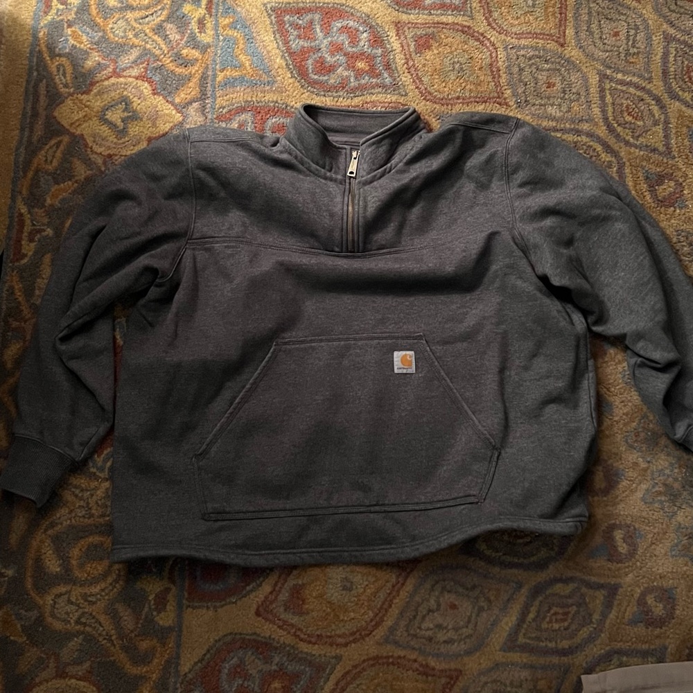 Carhartt Paxton Quarter Zip Sweatshirt Rain Defender Gray XXL 2XL